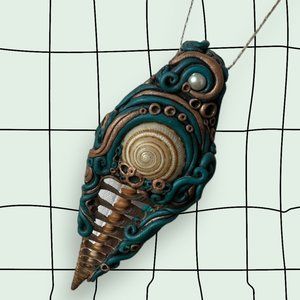 Handmade Embellished Shell Pendant